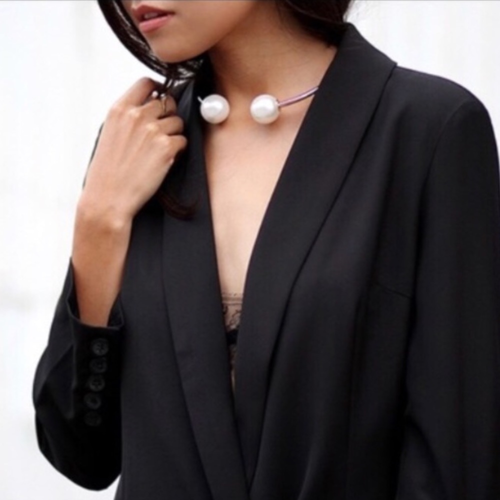 Zara Pearl Statement Choker Necklace